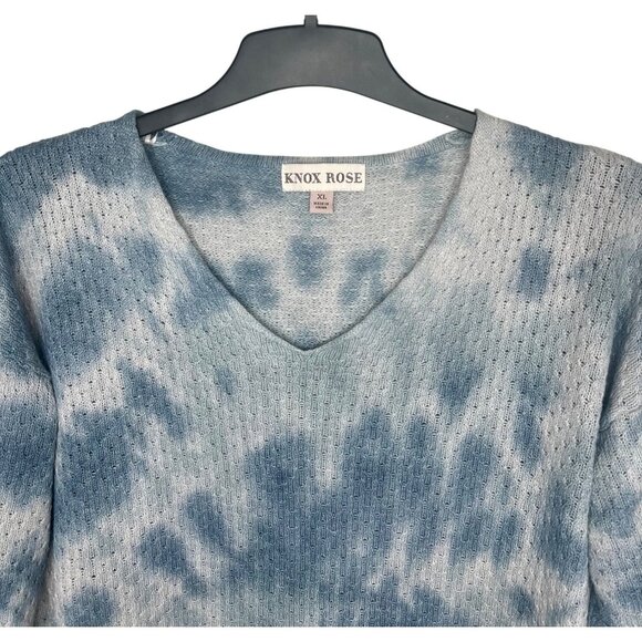 Knox Rose Womens Tie-Dye V-Neck Knit Pullover Sweater XL Blue - Picture 9 of 13